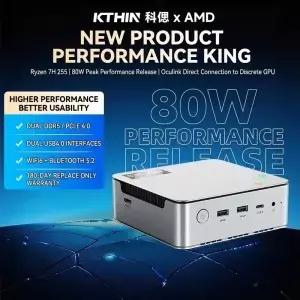 KTHIN K8 미니 PC AMD Ryzen 7 H255 Radeon 780M 80W TDP Oculink 듀얼 25G LAN USB4 DDR5 4디스플레이