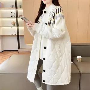 여성 물결누빔 패딩 롱자켓 코트 루즈핏 빅사이즈 퀼팅 롱패딩 데일리룩