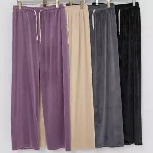 [캣츠원피스][캣츠원피스]1+1 밴딩 스판 벨벳 와이드 츄리닝 통바지
