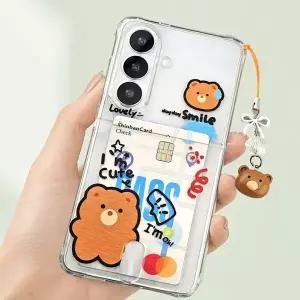 갤럭시S26울트라 왓! 애니멀 원카드 키링 카드포켓 젤리 케이스