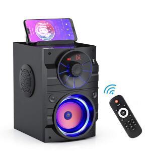 휴대용 대형 블루투스 스피커 조명 서브우퍼가 있는 무선 FM 라디오 LED EQ 붐 베이스 4.2 스테레오 라우드 실외/실내 레트로 가정 캠핑 여행용