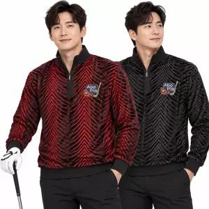 [아재나라]국산 남성 벨벳 반집업 골프티셔츠 겨울 스판 긴팔 RPTD6602