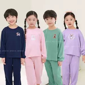 삐삐롱 남아 여아 초등학생 키즈 따뜻한 가을 겨울 내의 내복 폴리 후라이스 실내복