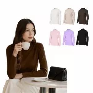 여성 여자 가을 겨울 약 기모 반목티 반 목 폴라티 긴팔 티셔츠 데일리룩 6color