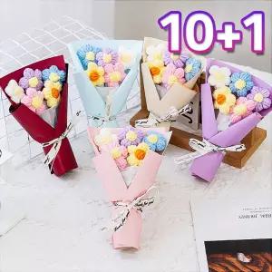 졸업식 꽃다발 10+1개 미니 뜨개 인형 니트 조화 선물용 꽃 졸업 학예회 연주회 생일 선물