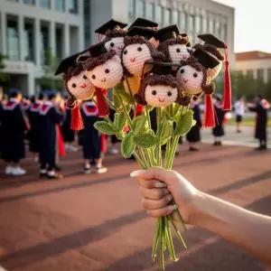 페달 졸업 남자 조화 여자 니트 인테리어 키밍 졸업선물 학위모 인형 꽃다발