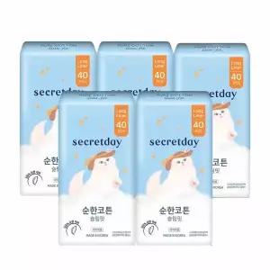 생리대 순한코튼 슬림핏 롱라이너 40P x 5팩