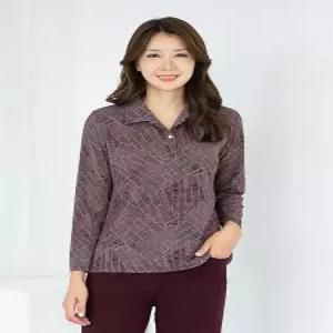 [모슬린]엄마옷 카라 라인 긴팔 티셔츠 615FGH096 마담/중년여성/빅사이즈/50대/60대