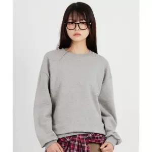 ELLENASSY 무지 베이직 오버핏 맨투맨 그레이