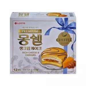 롯데 프리미엄 몽쉘 생크림케이크 리치치즈&카라멜 치폴레 444g 사무실간식 치즈과자