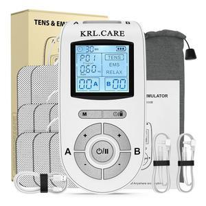 점진적 치료를 위한 KRL.CARE 듀얼 채널 TENES EMS 유닛 40 강도 24 모드 근육 8 패드가 있는 전자 펄스 마사지기 방진 드로스트링 보관 가방