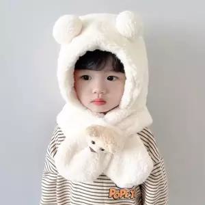 [BZJL46QE_4C]곰인형 양털 후드 머플러 목도리 모자 키