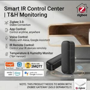 Zigbee IR 리모컨 스마트 홈 TV/AC/DVD용 범용 적외선 블래스터 TUYA Smart Life 게이트웨이가 필요합니다
