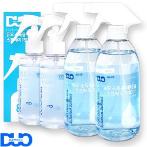 듀오 소독용 에탄올 83% 스프레이 500ml 2개 + 150ml 2개 뿌리는 손소독제