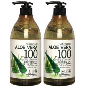 수아연 알로에 수딩젤 1000ml x2개 /알로에베라 100% 수분크림 보습크림 진정 모이스쳐젤 대용량