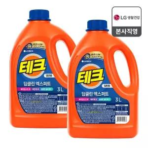 [엘지생활건강]테크 딥클린 실내건조 액체세제 일반 용기 3L X 2개