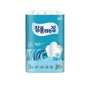 잘풀리는집 천연펄프 더도톰한3겹 데코, 30m, 30롤, 1개