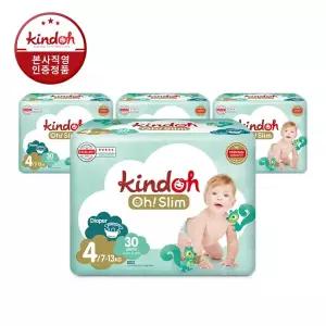 킨도 오슬림 프리미엄 밴드형 기저귀 4단계 대형(7∼13kg) 30매x4팩