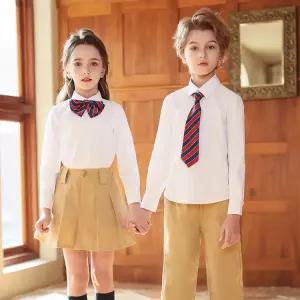 루나버블 무지 흰색 화이트 긴팔 셔츠 9호-21호 주니어 학생 청소년 초등학생 키즈 아동 남아 여아 어린이 공연 발표 졸업 촬영 오케스트라 합창 합창단 공연 행사 기본 남방 와이셔츠 Y셔츠