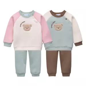 [그린베베] 영유아 겨울용_쿠키베어 기모 상하복/아기옷/외출복/상하세트/유아옷/신생아/남아/여아/돌복/KC인증/국내생산