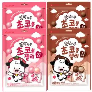 말랑카우 초코볼젤리 134g 초코우유(2개)+딸기우유(2개) / (각2 총4)