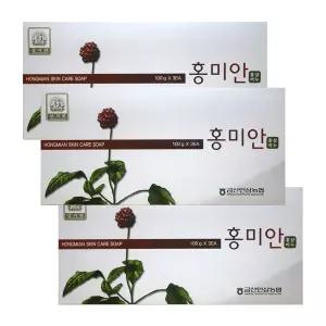 삼지원 금산인삼농협 홍미안 고급 인삼미용 비누 100g 3개입 3팩