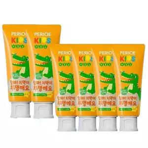 페리오 키즈 엄마 치약이 투명해요 스텝 2단계 저불소 민트향 치약 80g x 6개