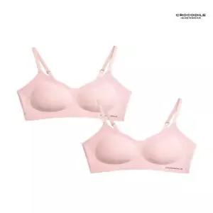 [크로커다일 언더웨어][크로커다일] 소프트 쿨인견 쉘론 패드일체형 스트랩 브라2종 로즈베이지