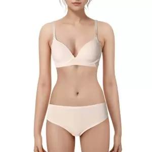 [롯데백화점]엘르이너웨어 인견 노와이어 사이드업 브라햄팬티세트(EFWBR371EFWBP371LPK)