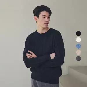 [롯데백화점]프로젝트엠 남성 케이블 라운드 스웨터 EPE4ER1250