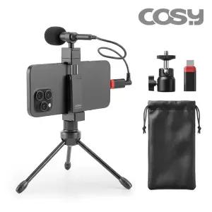 코시 방송용 스마트폰 삼각대 마이크 세트 유튜브 개인방송 녹음용 C타입 포함 MK3417