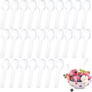 디저트용 미니 스푼 500개 XJMWXHFC 투명 플라스틱 일회용 테이스팅 젤리 푸딩 요거트 스크림 케이크