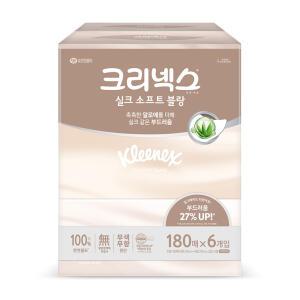 크리넥스 실크소프트 블랑 천연펄프 미용티슈 2겹, 180매, 6입, 1개