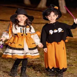 livonu 할로윈 남아의상 할로윈 남아코스튬 남자어린이 펌킨 호박 모자 세트