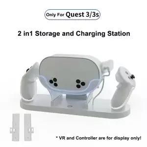 Meta Quest 3/3S VR 컨트롤러 및 헤드셋 고속 충전 도크 충전식 배터리용