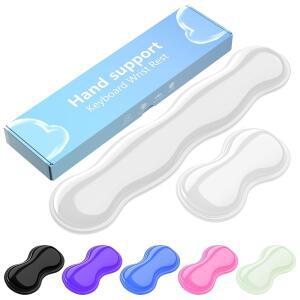 모쿠루 젤 키보드 및 마우스 손목 받침 세트 편안한 지지 용 컴퓨터 받침대 (투명)