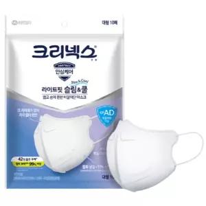 20매 대형 흰색 슬림 쿨마스크 크리넥스 KFAD 라이트핏 황사 미세먼지 학교 보건실