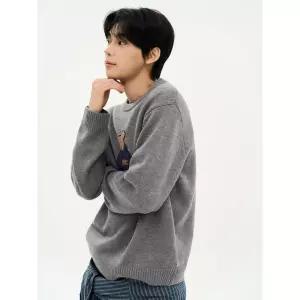 [에잇세컨즈] 캐릭터 그래픽 라운드 니트  그레이 (456X51CC63)