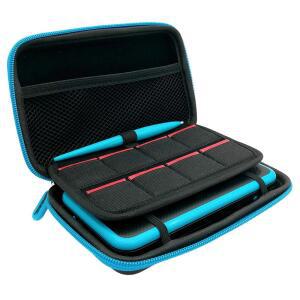 닌텐도 2DS XL/뉴 XL용 3 in 1 케이스 스타일러스와 호환되는 휴대용 스크린 프로텍터 필름 2개 게임 카드 8개 - 블랙