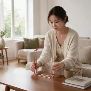 액자 장식 웨딩 결혼식 스탠드 테이블 포토 로즈골드 거치대 아크릴