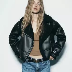 ZARA 자라 페이크 레더 더블 페이스드 크롭 무스탕