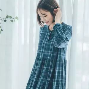 디에스도씨 여성용 피치 기모 긴팔 원피스 잠옷
