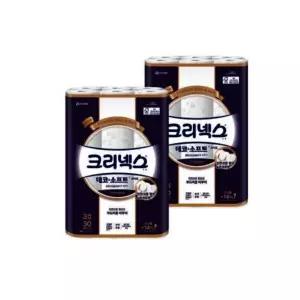 크리넥스 천연펄프 3겹 데코앤소프트 화이트 25m 30롤 2개