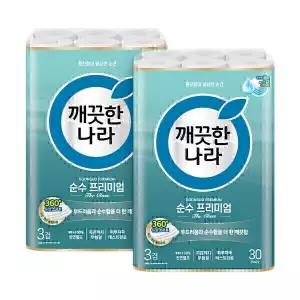 깨끗한나라 순수 프리미엄 더클래스 30m 30롤 2팩
