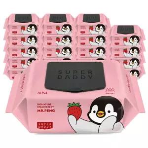 물티슈 70평량 슈퍼대디 미스터펭 딸기 70매 20팩