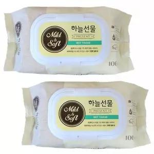 물휴지 부드러운 100매 캡형 아기 2팩 물티슈 티슈 물티슈 휴대용
