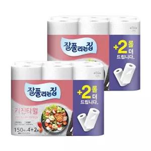 미래생활 잘풀리는집 키친타월 150매 x 4+2롤 x 2팩