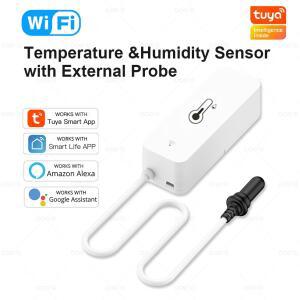 외부 프로브가있는 Tuya WiFi 온도 습도 센서 냉동고  어항 용 무선 App 모니터