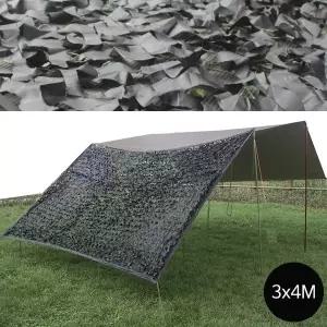 [이드나인] 캠핑사이드월 차박어닝 블랙 군용 위장막 3x4m
