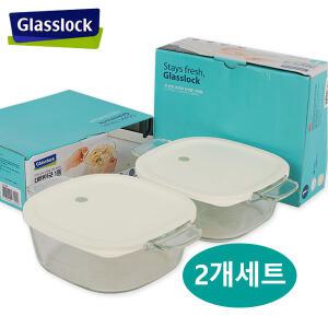 (1+1)글라스락 스팀용기1250ml+1250ml-총2개 렌지쿡 전자렌지용기 탕 찌개용 라면기 내열강화유리 유리그릇